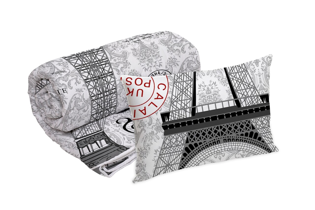 Set Alcam perna microfibra 50x70 cm si pilota matlasata 140x200 cm, Paris - imagine 5